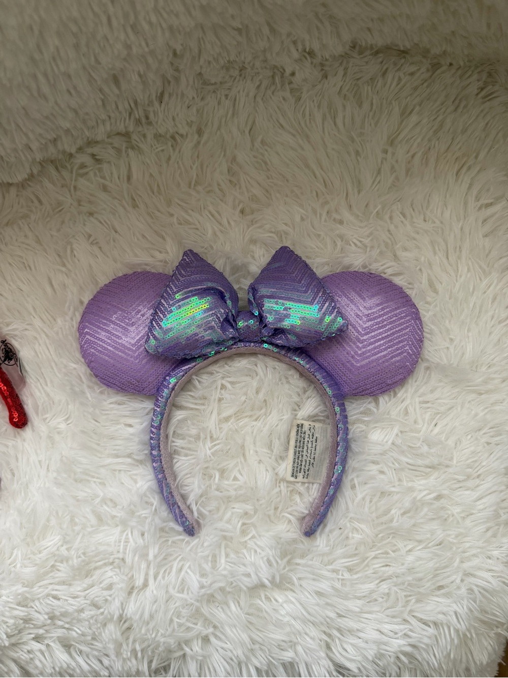 Disney Lavender Sequin Mouse Ear Headband with Iridescent Bow